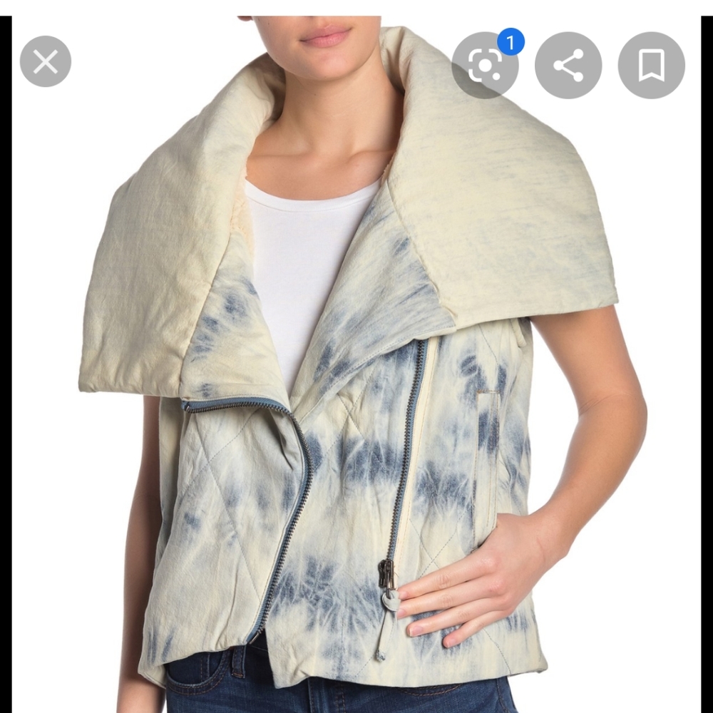 We the free tie dye destressed puffer vest